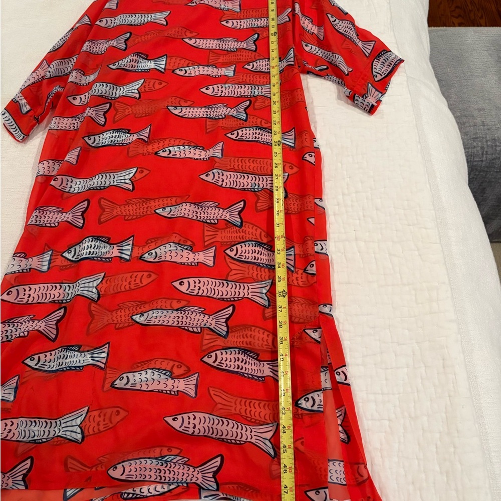 Brooke Wright Cece Fish Patterned Red Kaftan - image 6